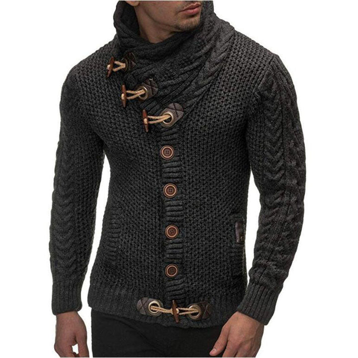 Men's Cardigan with Asymmetric Collar Mune