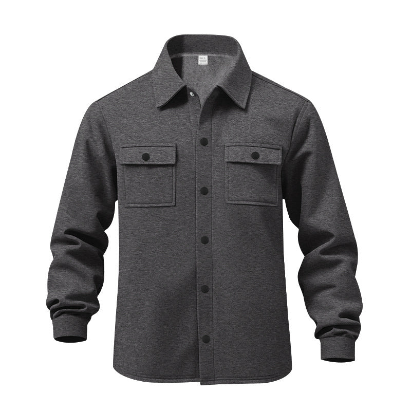 Men's unlined shirt jacket with fleece lining, patch chest pockets and snap button placket Mune Fashion
