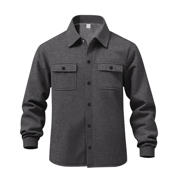 Men's unlined shirt jacket with fleece lining, patch chest pockets and snap button placket Mune Fashion