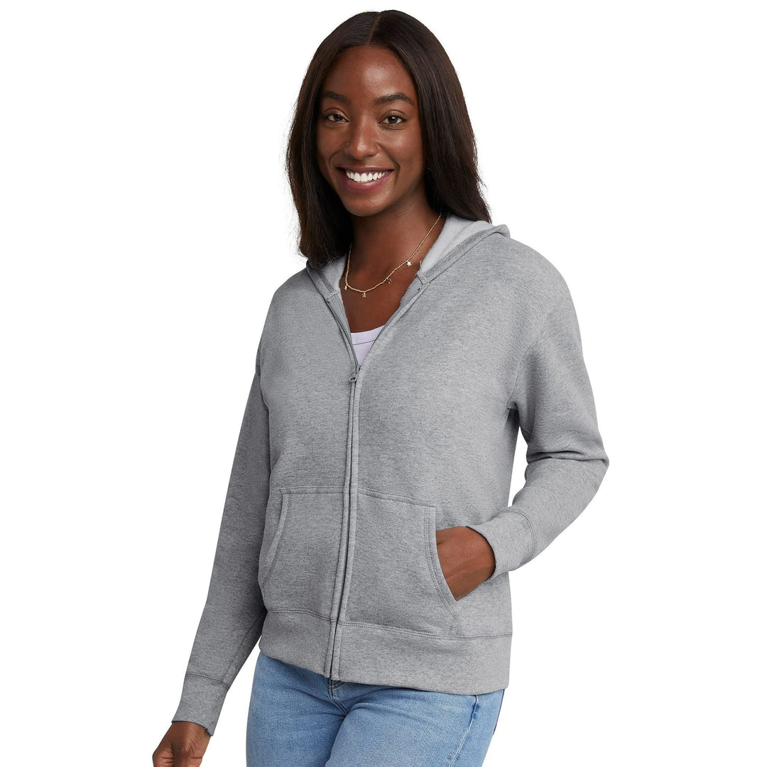 Women's hooded sweat jacket with full zip, kangaroo pockets, and ribbed cuffs Mune Fashion