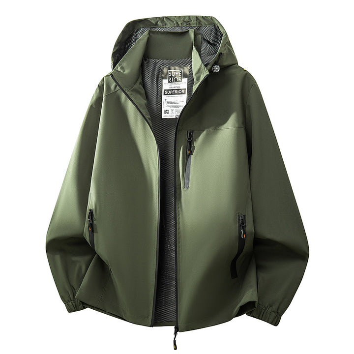 Men's lightweight water-repellent hooded softshell jacket with mesh lining, zip pockets & elastic cuffs Mune Fashion