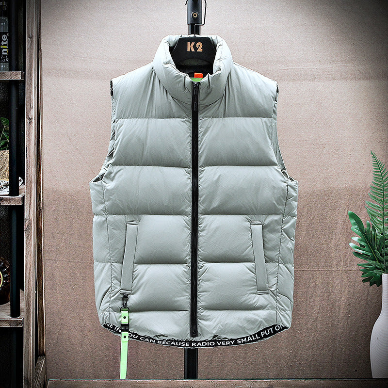 Men's padded quilted vest with high stand-up collar and drawstring hem Mune Fashion