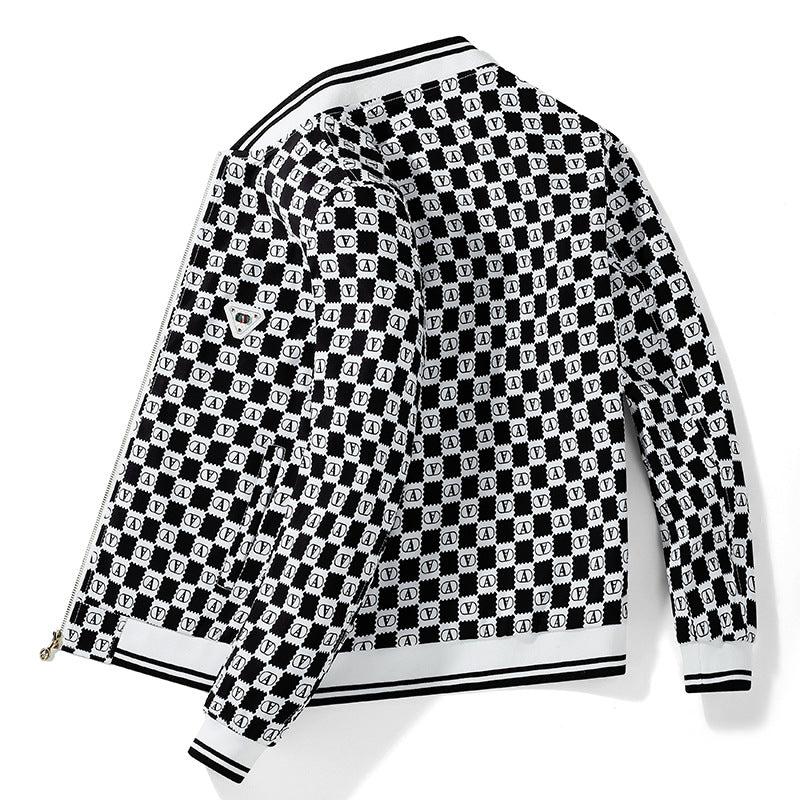 Men's bomber jacket with all-over monogram, zipper and ribbed cuffs Mune Fashion
