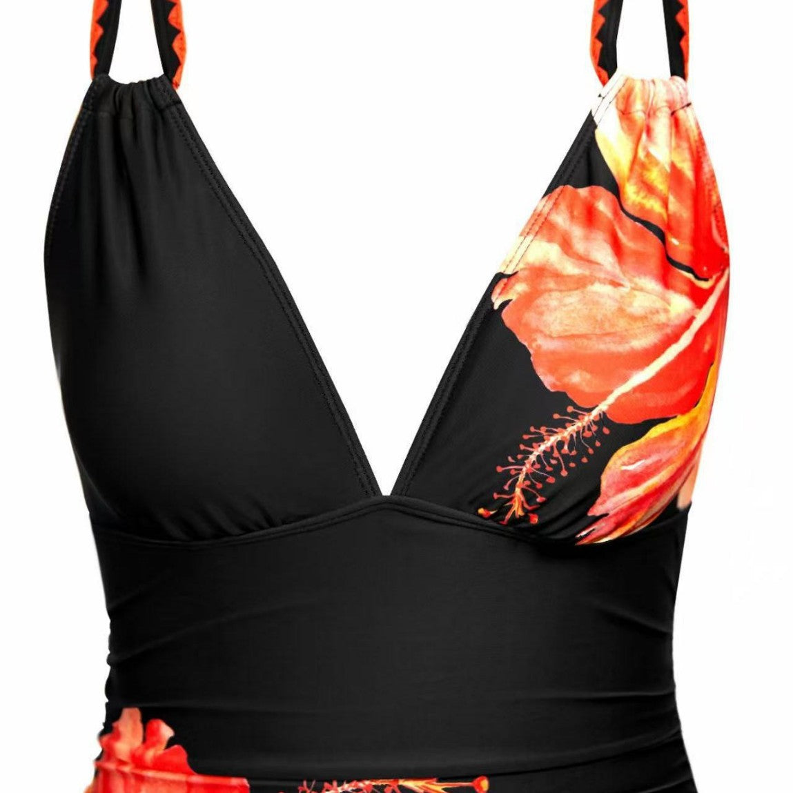 Women's One-Piece Swimsuit with Floral Design and Tasteful Tie Strap System Mune Fashion