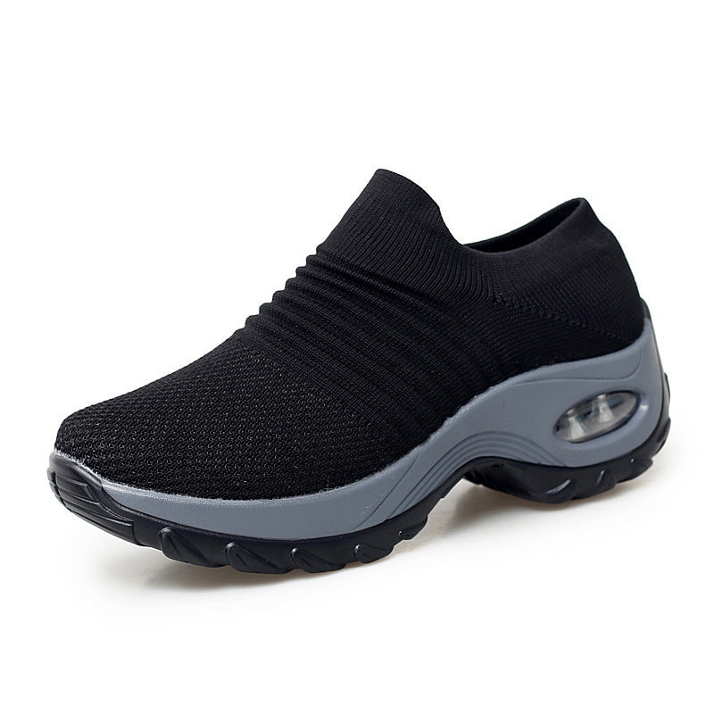Ladies Slip-On Knit Sneakers with sock-like shaft and air-cushioned platform sole Mune Fashion