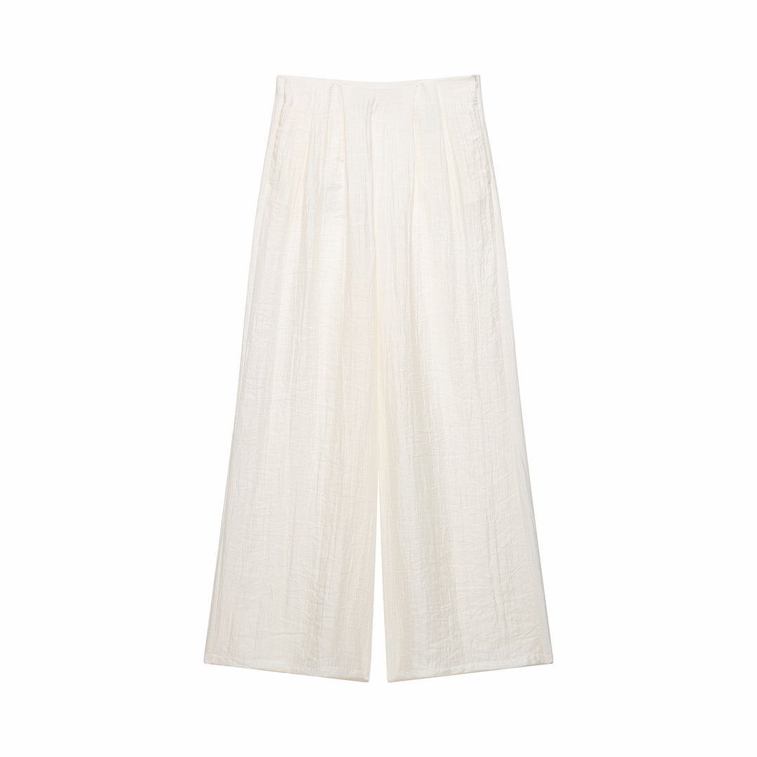 Ladies two-piece kimono top with waist belt and wide pleated pants Mune Fashion