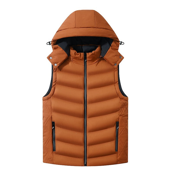 Men's quilted vest with removable hood, thermal lining, and water-repellent shell Mune Fashion