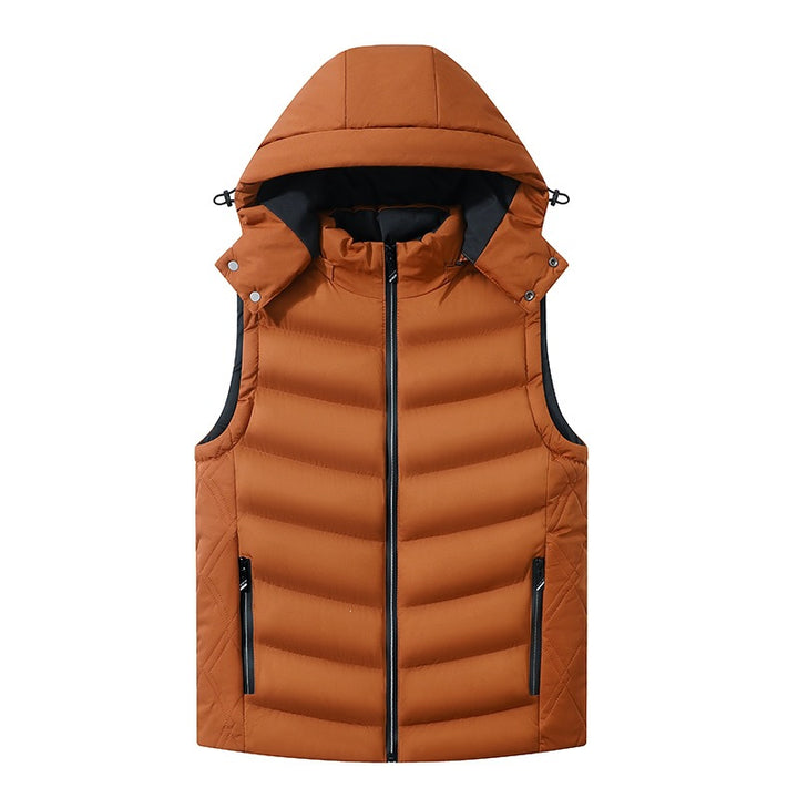 Men's quilted vest with removable hood, thermal lining, and water-repellent shell Mune Fashion