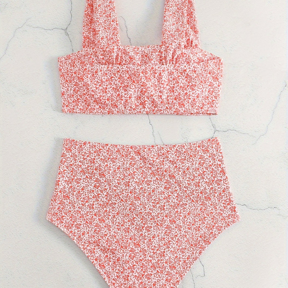Women's High-Waisted Bikini Set with Floral Pattern Mune Fashion