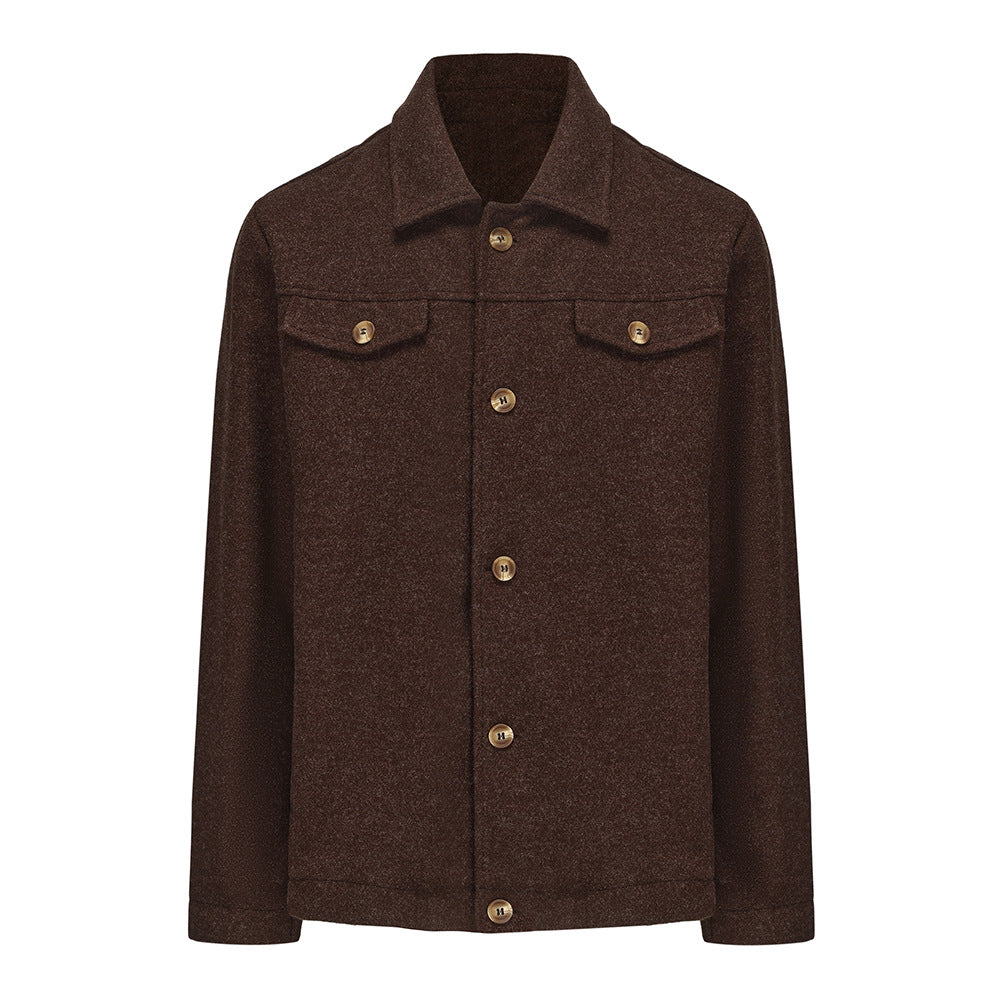 Men's Boucle Worker Jacket with Chest Pockets and Applied Buttons Mune Fashion