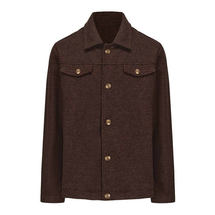 Men's Boucle Worker Jacket with Chest Pockets and Applied Buttons Mune Fashion