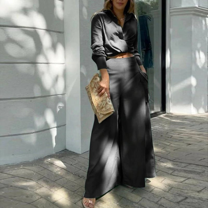Women's Wide Palazzo Pants with Extra Wide Leg, High Waist and Side Pockets Mune Fashion