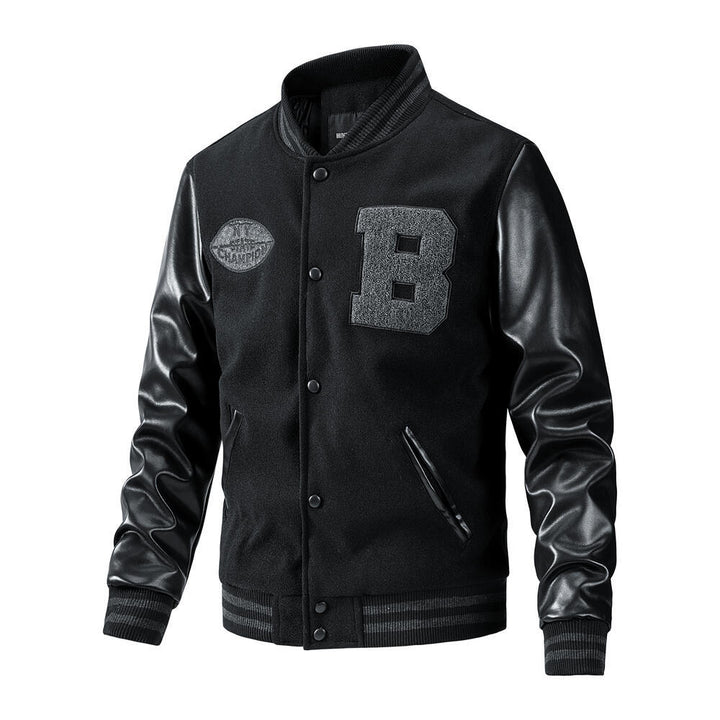 Men's stylish college jacket with leather sleeves Mune Fashion