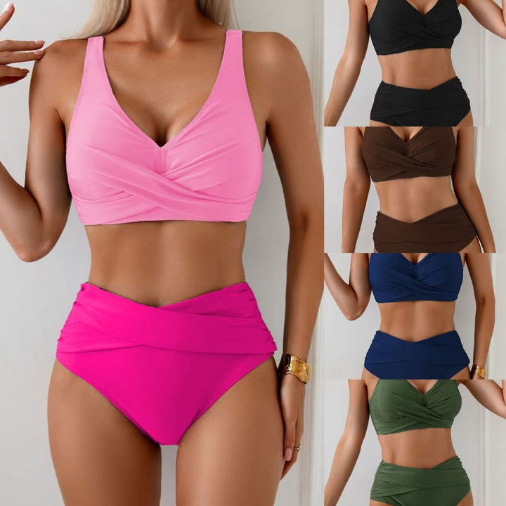 Women's High-Waisted Bikini Set with Elegant Wrap Look Mune Fashion