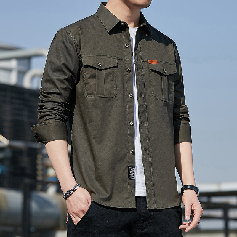 Men's utility overshirt made of cotton blend with chest patch pockets and reinforced seams Mune Fashion