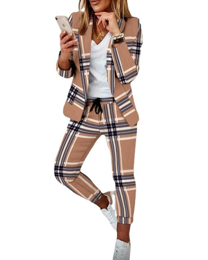Women's Checked Slim-Fit Jogging Pants with Drawstring and Ankle-Length Cut Mune Fashion