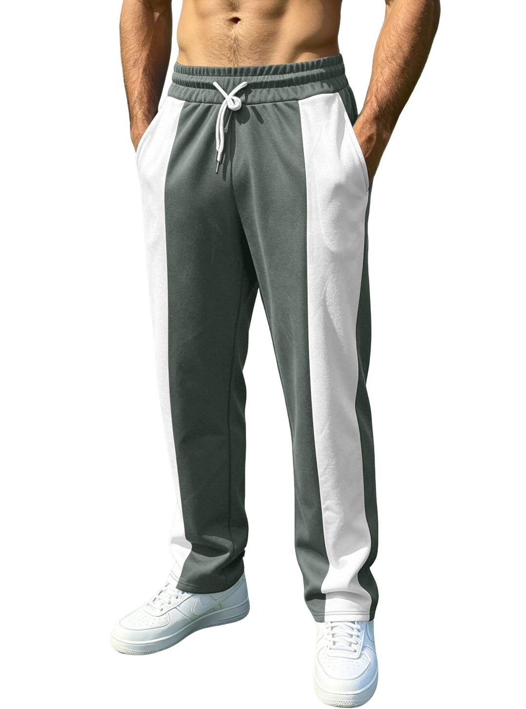 Men's straight-cut training pants with contrast side inserts, elastic drawstring waistband, and side pockets Mune Fashion