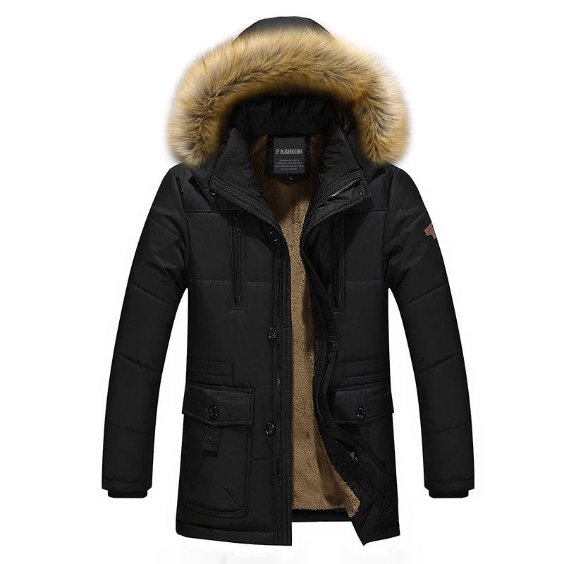 Men's insulated long parka with teddy fleece lining, detachable faux fur hood and concealed two-way zipper Mune Fashion