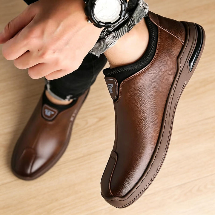 Men's Comfortable Slip-On Leather Sneaker Mune Fashion