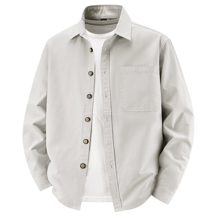 Men's loose overshirt jacket made of cotton blend with chest pocket and full button placket Mune Fashion