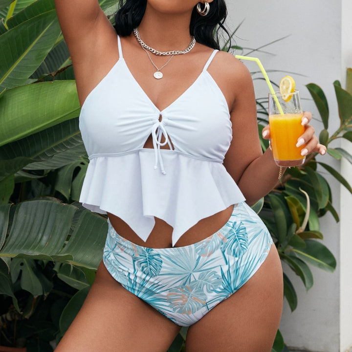 Women’s bikini top with detachable wrap skirt and floral high-waist cut Mune Fashion