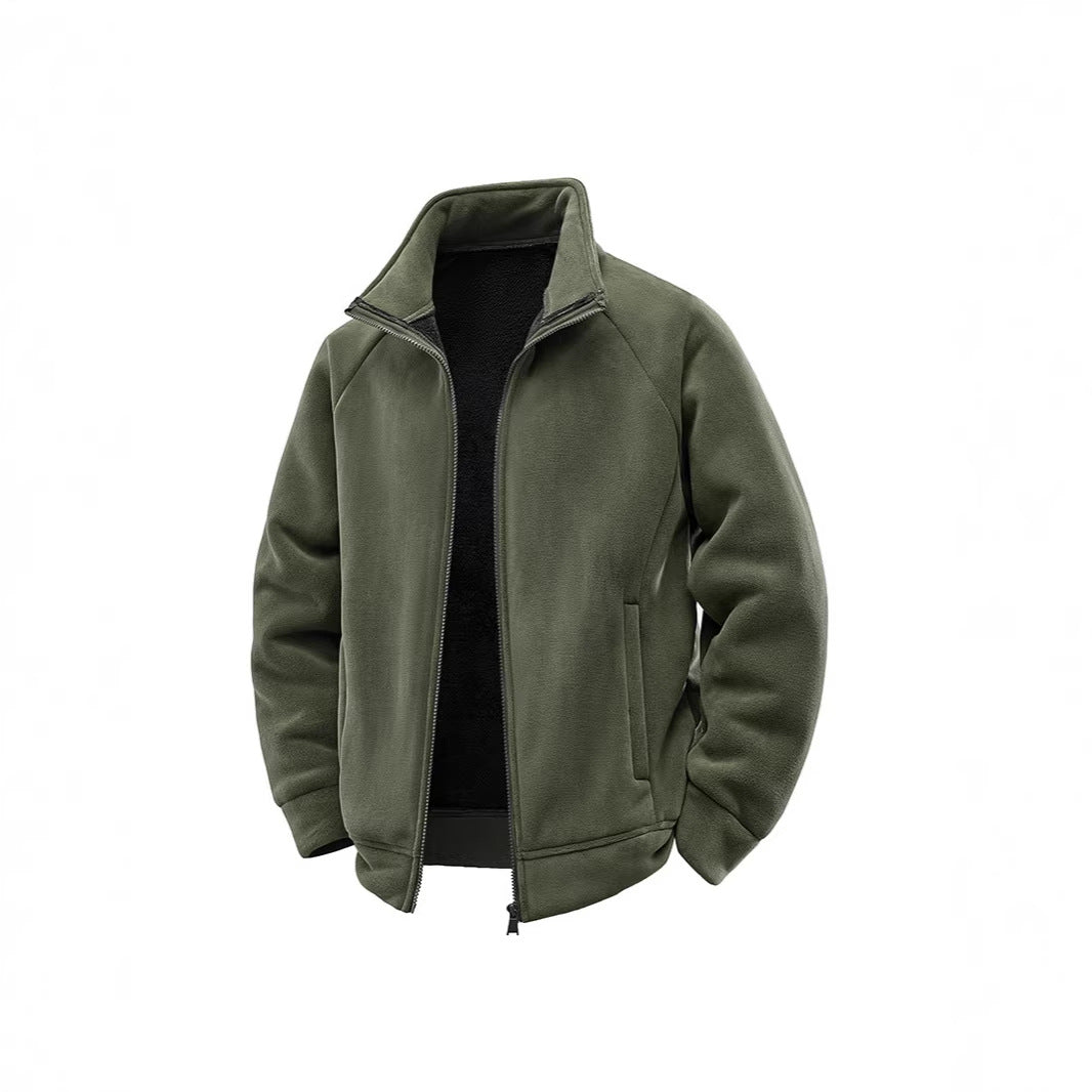 Men's fleece thermal jacket with double-layer teddy inner lining and high stand-up collar Mune Fashion