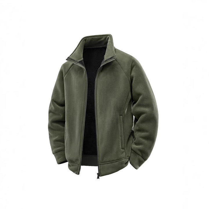 Men's fleece thermal jacket with double-layer teddy inner lining and high stand-up collar Mune Fashion