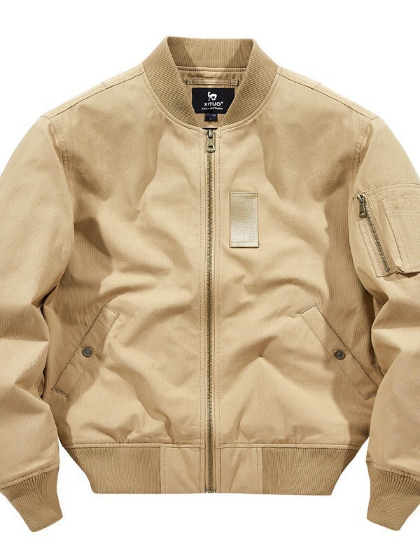 Men's light canvas bomber jacket with hidden arm pocket and ribbed hem Mune Fashion