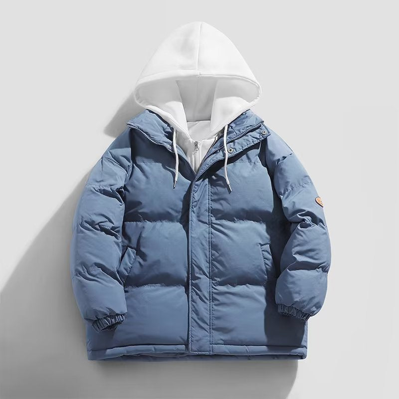 Men's Padded Winter Puffer Jacket with Two-Layer Hood and Elastic Cuffs Mune Fashion