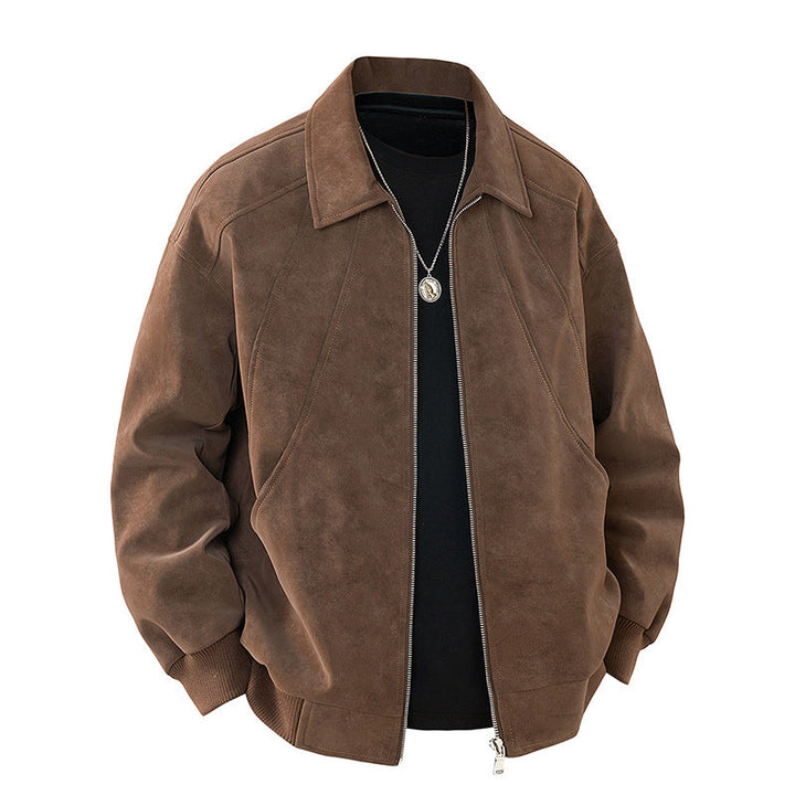 Men's Elegant Suede Jacket with Structured Cut Mune