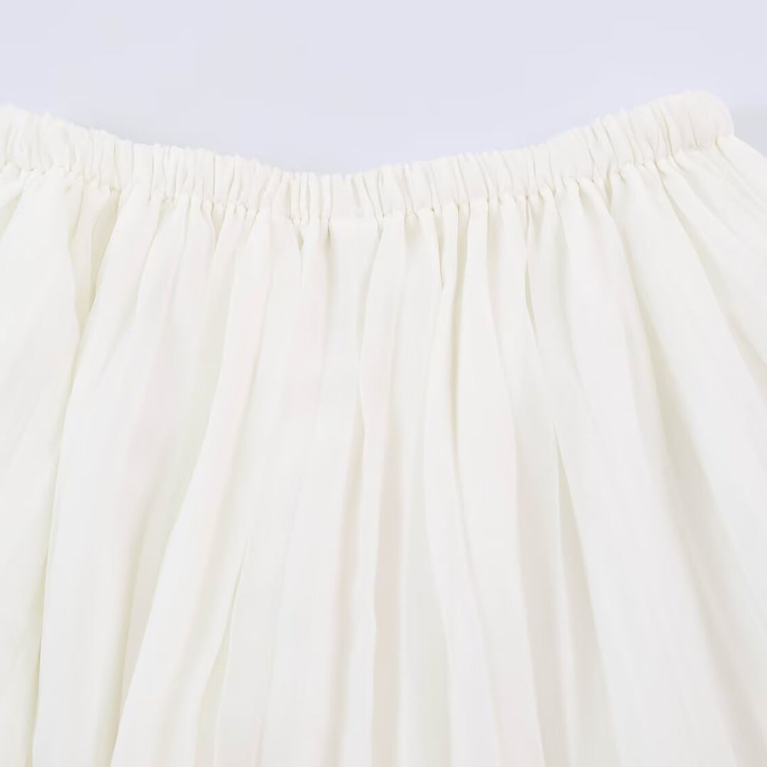 Women's Pleated Maxi Skirt made of Chiffon with Elastic Waistband Mune Fashion