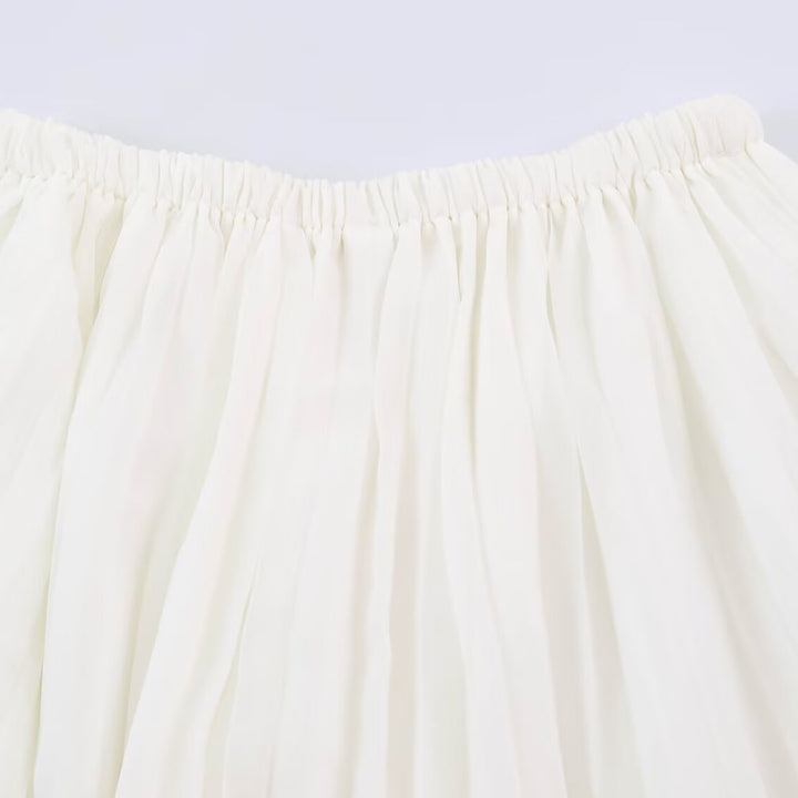 Women's Pleated Maxi Skirt made of Chiffon with Elastic Waistband Mune Fashion