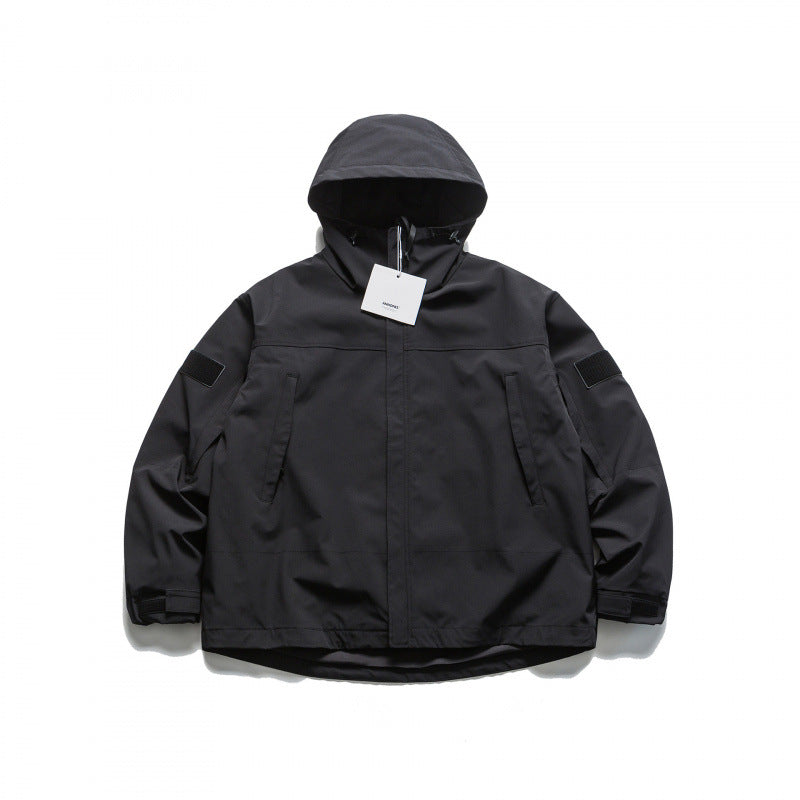 Unisex Oversize-Utility-Rain Jacket with Hood and Concealed Zipper Mune Fashion