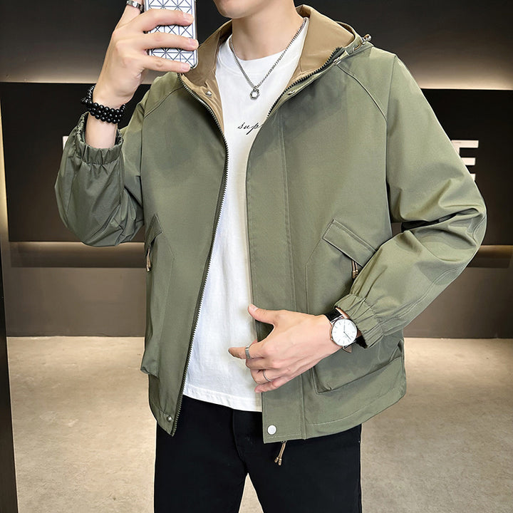 Men's Fashionable Transitional Jacket with Hood and Adjustable Cuffs Mune Fashion