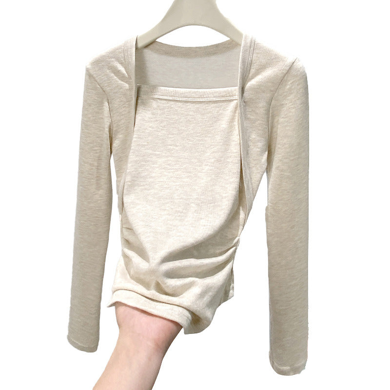 Women's Elegant Long Sleeve Top with Square Neckline Mune Fashion