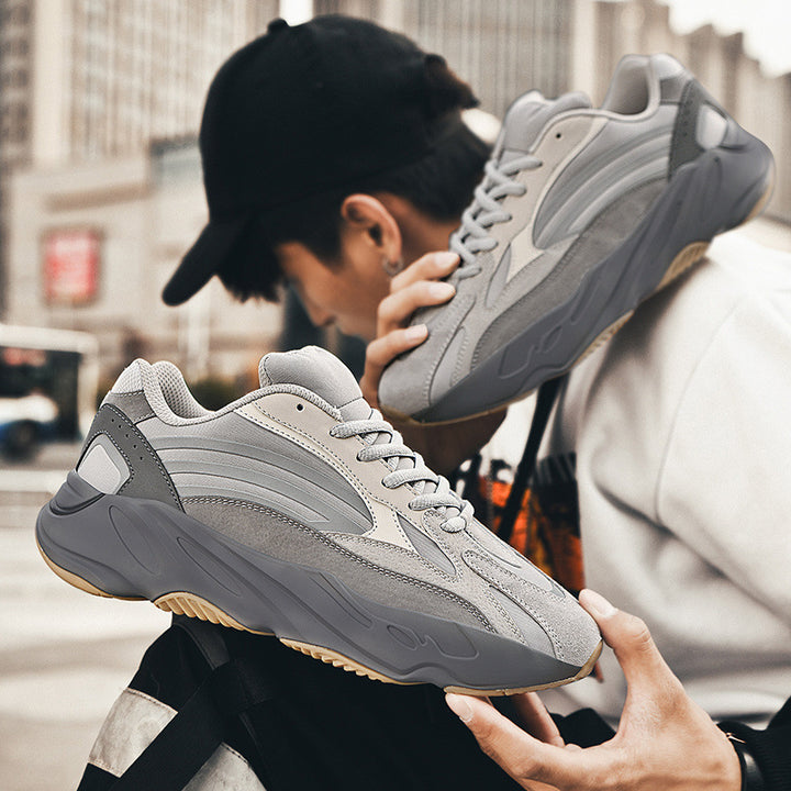 Men's Chunky-Dad-Sneaker in Retro-Running-Design with profiled wave sole construction and breathable mesh suede upper material Mune Fashion