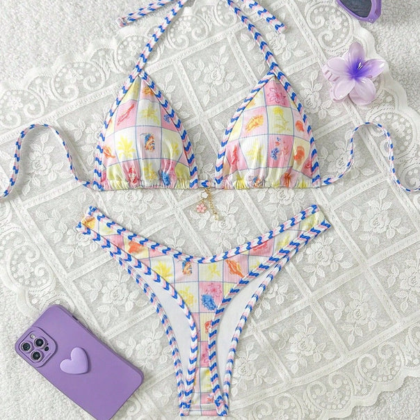 Women's triangle bikini with playful checkered pattern Mune Fashion