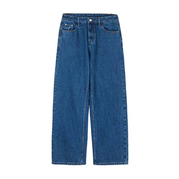 Women's Wide Denim Jeans with High Waist, Straight Leg and Five Pocket Design Mune Fashion