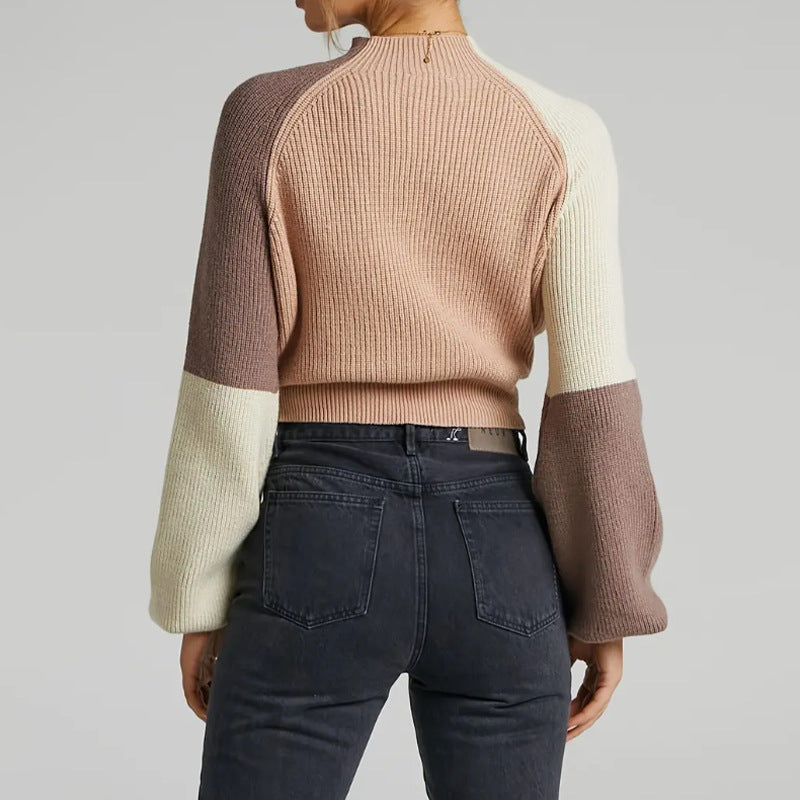 Mune | Pullover Sweatshirt Plus Size Fit Ribbed Knit Mock Neck Bell Sleeves