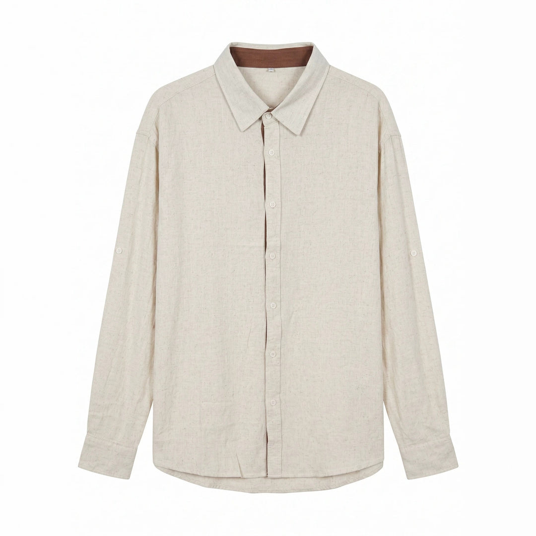 Unisex Lightweight Oversized Shirt in Linen Look with Kent Collar and Sleeve Tab Mune Fashion