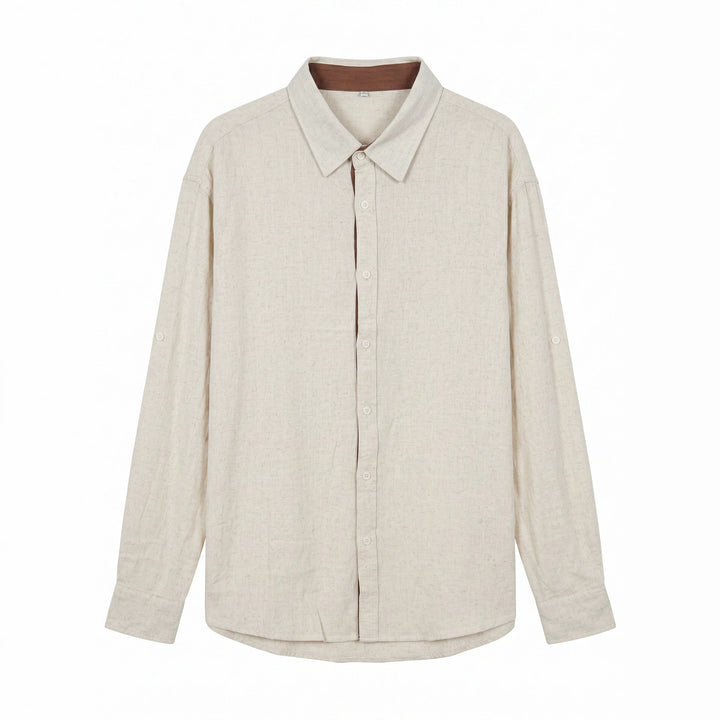 Unisex Lightweight Oversized Shirt in Linen Look with Kent Collar and Sleeve Tab Mune Fashion