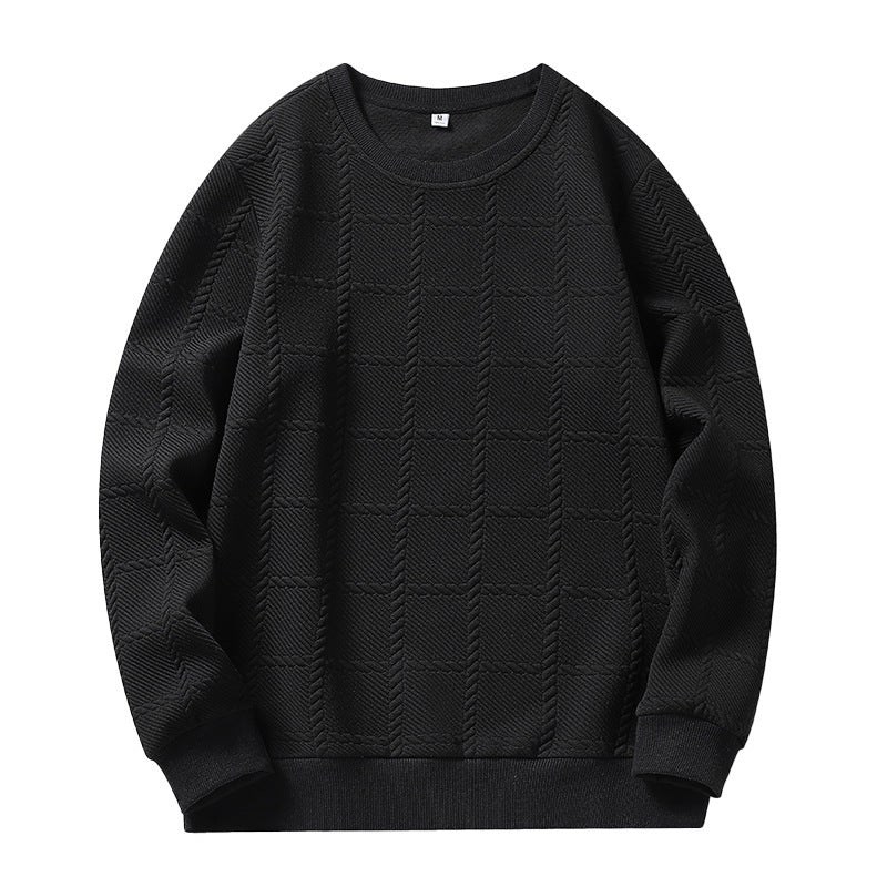Men's finely structured round neck knitted pullover with check pattern and casual cut Mune Fashion