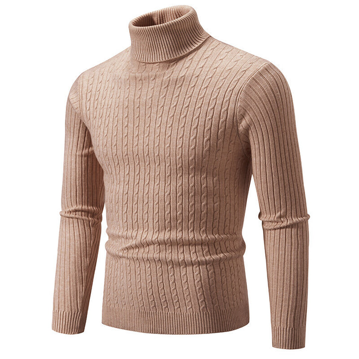 Men's turtleneck sweater with cable knit and slim fit Mune Fashion