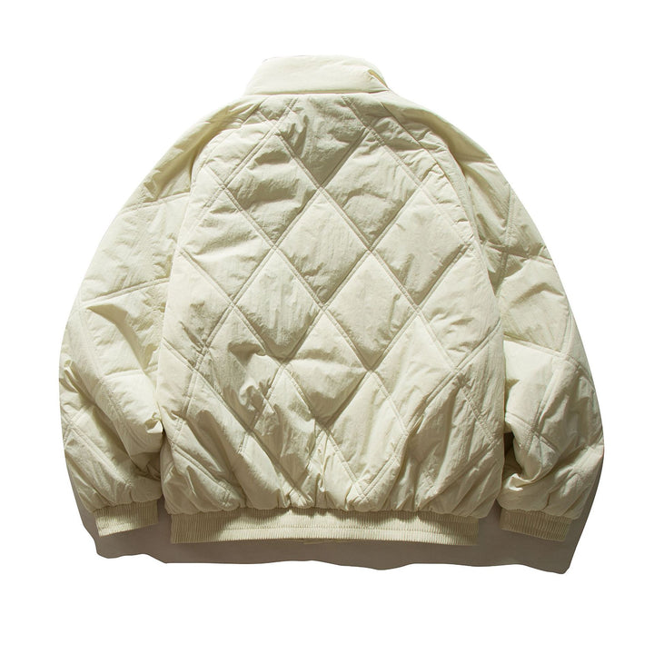 Unisex Boxy Padded Blouson with Diamond Quilting and High Funnel Collar Mune Fashion