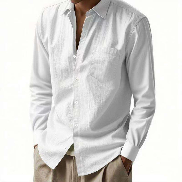Men's Vacation-Appropriate Relaxed Collar Shirt made of Linen Blend with Chest Pocket Mune Fashion