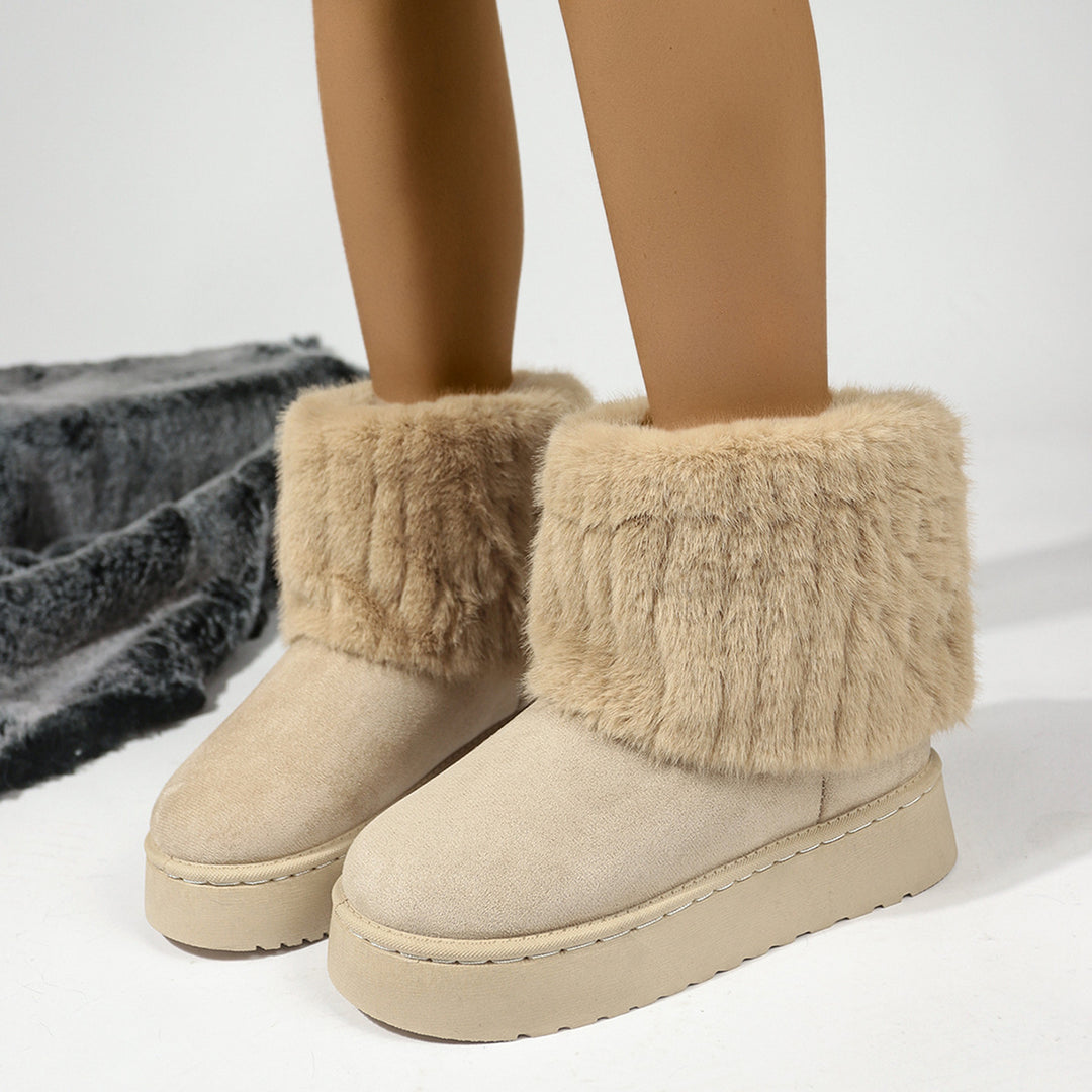 Women Warm Platform Winter Boots with Wide Faux Fur and Cushioned Sole Mune Fashion