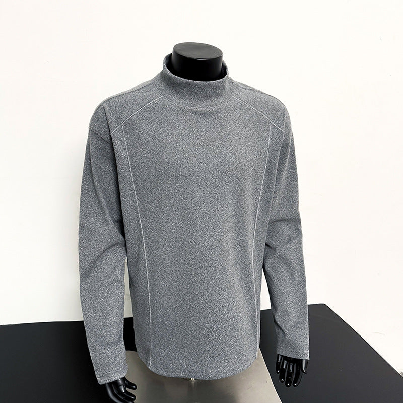 Men's fine mockneck long-sleeve shirt with minimalist decorative seams and relaxed fit Mune Fashion
