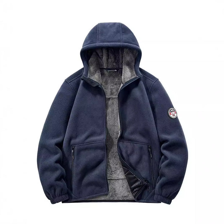 Men's Insulated Fleece Hoodie Jacket with Sherpa Lining and Two-Way Zipper Mune Fashion