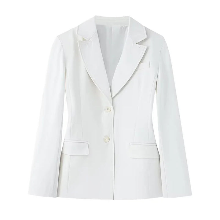 Women's slim business blazer with tailored cut, falling lapel and flap pockets Mune Fashion