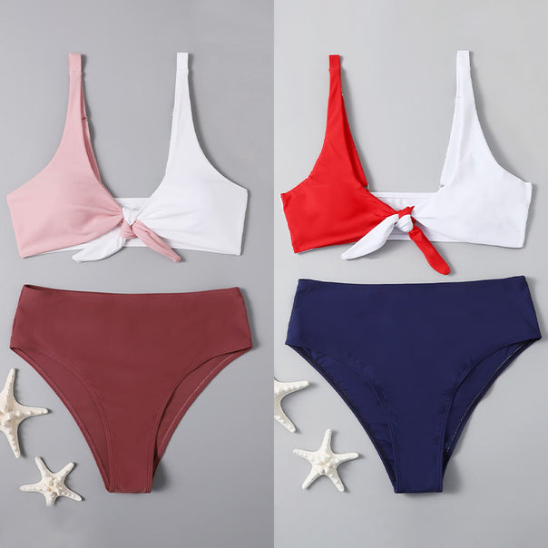 Women's Two-Piece Bikini Set with Elegant Knot Design and High Waist Brief Mune Fashion